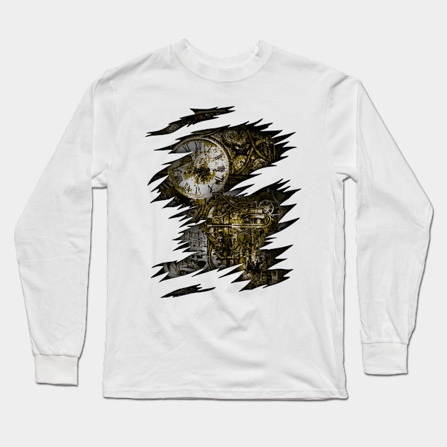 Steampunk Body Engine Gear Dystopia Long Sleeve T-Shirt by HappyGiftArt